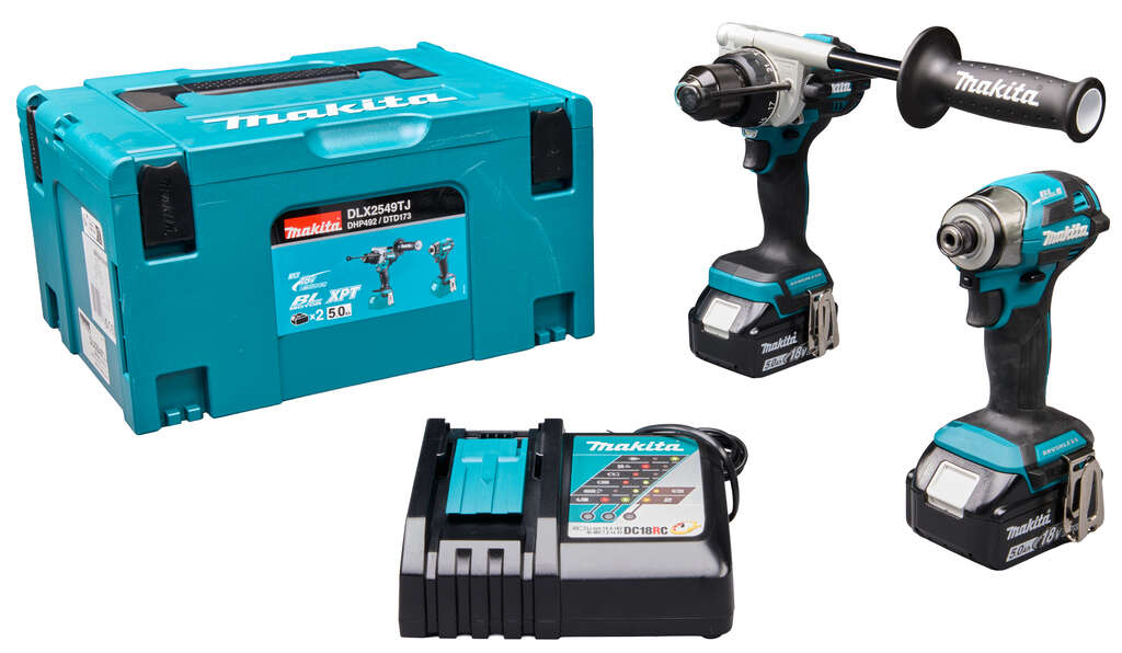 Makita DLX2549TJ LXT 18V Combo Set: Cordless Hammer Drills and Screwdrivers, 2x 18V 5.0Ah Batteries, and Quick Charger in Mbox
