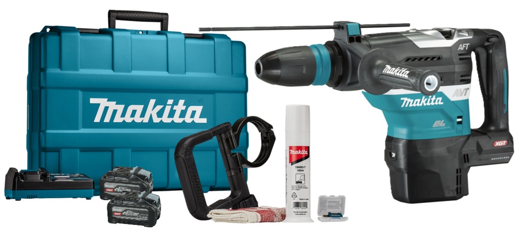 Makita HR005GU201 XGT 40 V Max combi hammer incl. 2x 4.0 Ah battery, quick charger and AWS transmitter in case