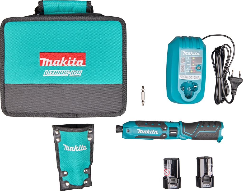 Makita TD023DSX1 7.2V Impact Screwdriver, Includes 2x1.5Ah Batteries and Charger in a Case
