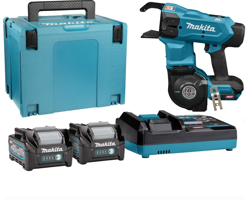 Makita TR001GD203 XGT 40V Max Accu Braiding Machine 1.6mm incl. 2x 2.5Ah batteries and quick charger in Mbox