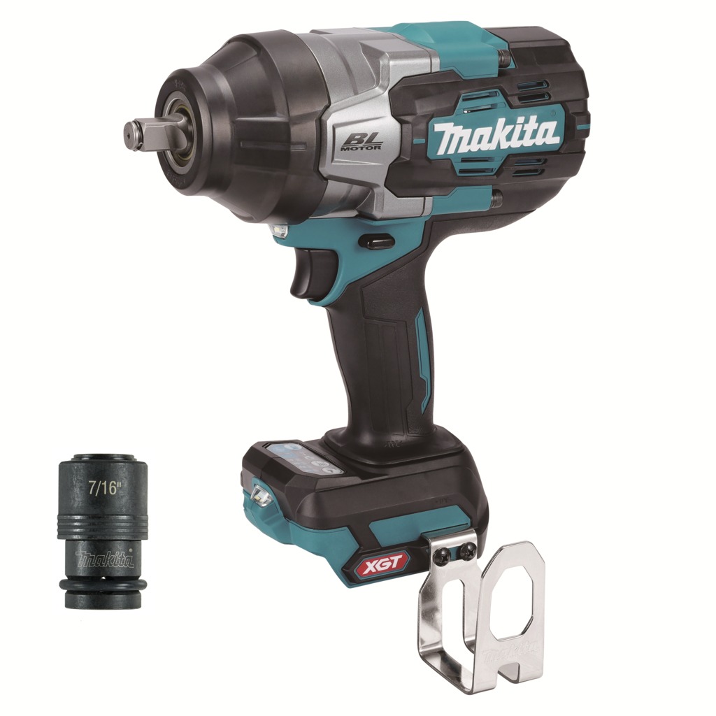 Makita TW002GZ02 XGT 40V Max Cordless Impact Wrench 1/2" excl. battery and charger in box with 7/16" cap adapter