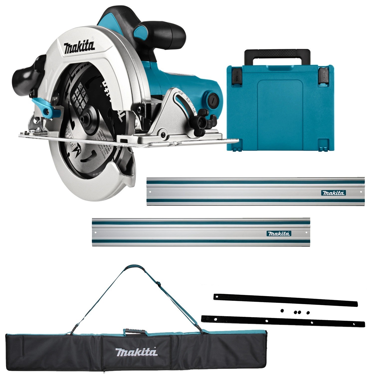 Makita HS7601JSET HS7601J Circular saw 190 mm + 2 x Ruler 1500mm + Coupling strips + Bag