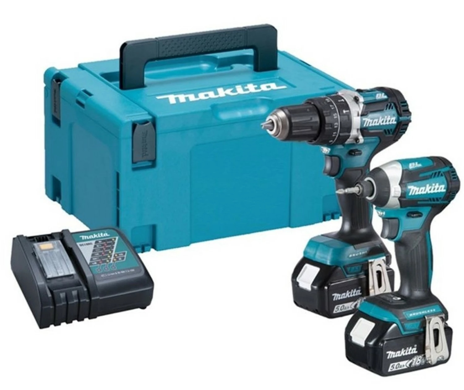 Makita DLX2181TJ1 DHP484 Cordless Impact Drill + DTD154 Cordless Impact Screwdriver 18 Volt 5.0 Ah Li-ion + 5 Year Dealer Warranty!