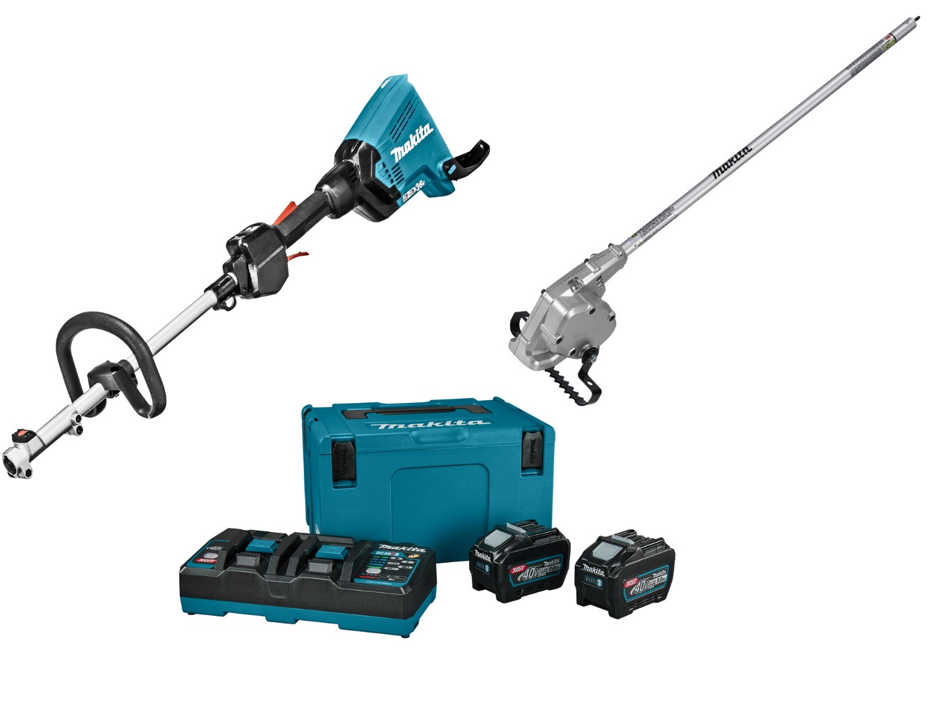 Makita DUX60T4NL1 Battery Combi System D-handle 2 x 18V + Attachment Weed Hoe + Starter Set LXT DC18RD + 4x BL1850B