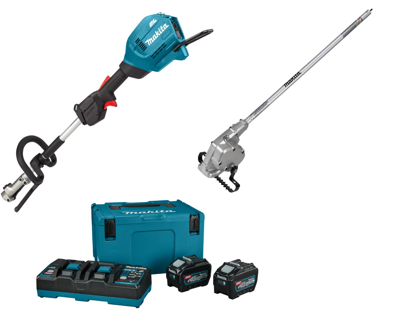 Makita UX01GT2NL1 Battery Combi System D-handle 40V Max + Attachment Weed Hoe + Starter Set XGT DC40RB Duo Charger + 2 x Battery BL4050F