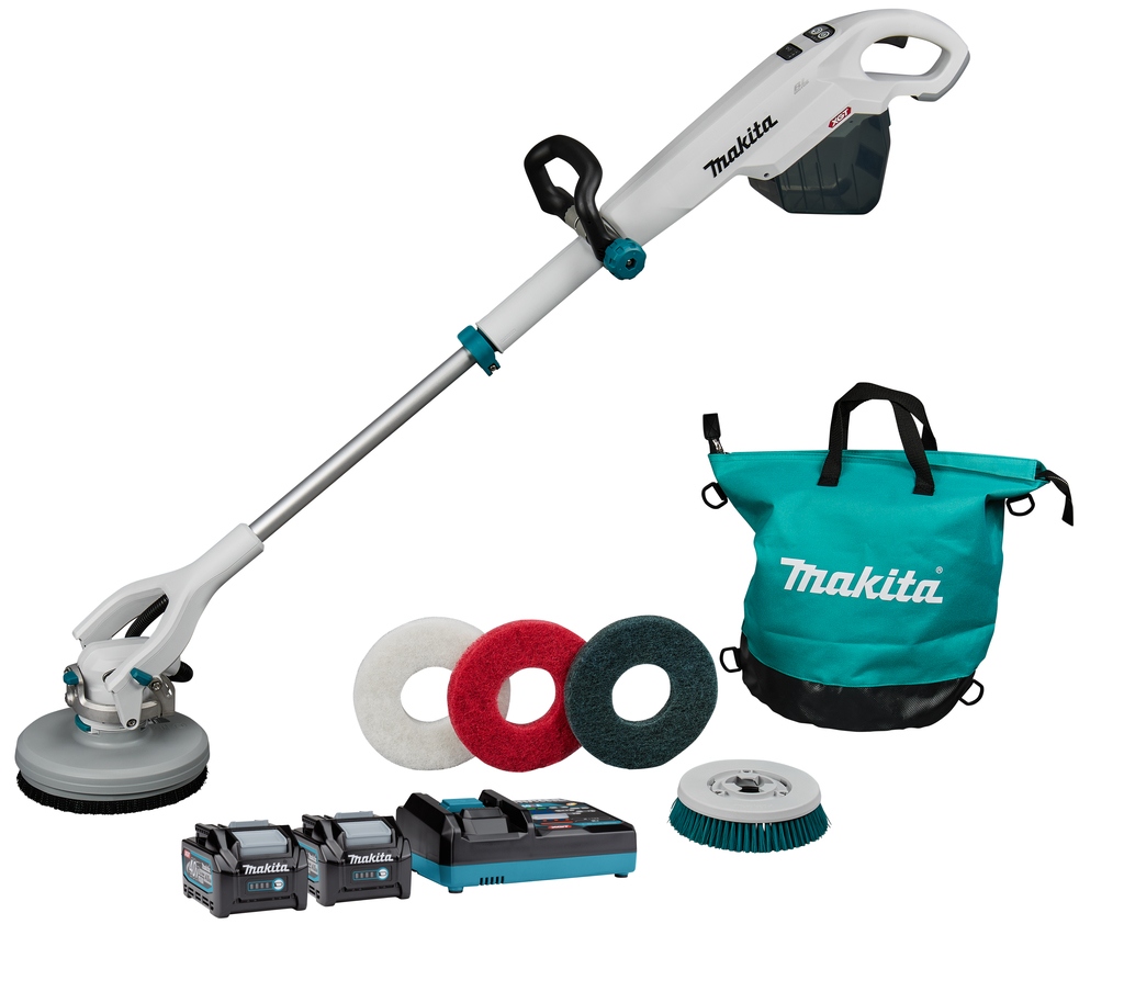 Makita PS001GM2NL1 XGT 40 V Max Battery Scrubber/Polisher 2x 40V 4.0Ah battery and quick charger in box