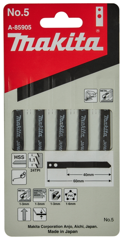 Makita Accessories A-85905 Jigsaw blade NO5 5 pieces
