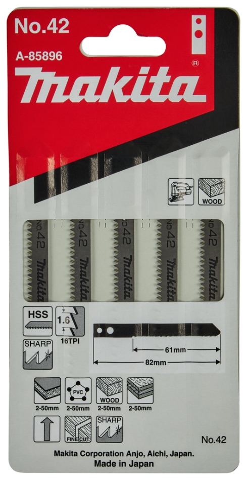 Makita Accessories A-85896 Jigsaw blade NO42 5 pieces