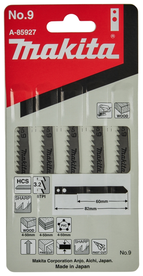 Makita Accessories A-85927 Jigsaw blade NO9 5 pieces