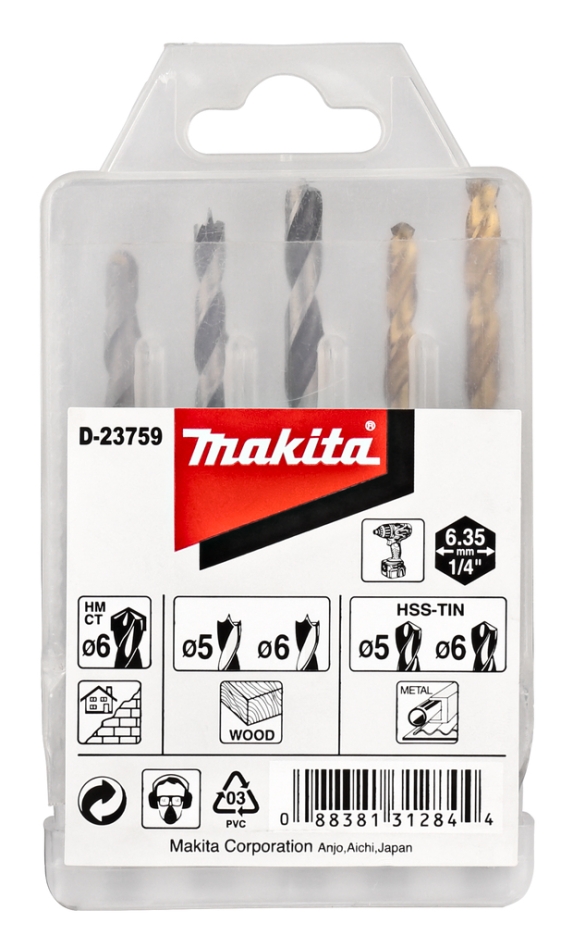 Makita Accessories D-23759 Drill bit set 1/4" Form E