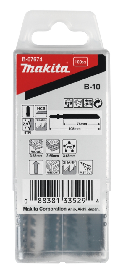 Makita Accessories B-07674 Wood jigsaw blade 76mm B10 100 pieces