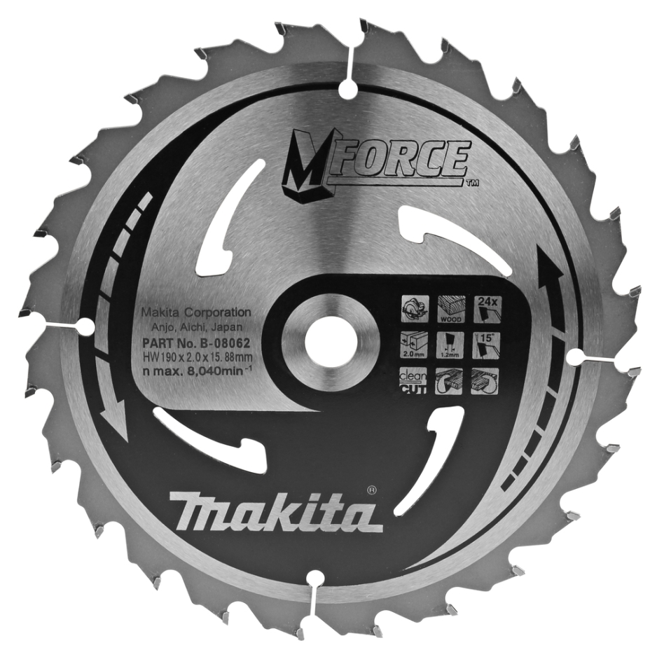 Makita Accessories B-08062 HM saw blade Mforce 190 x 15.88 x 24T