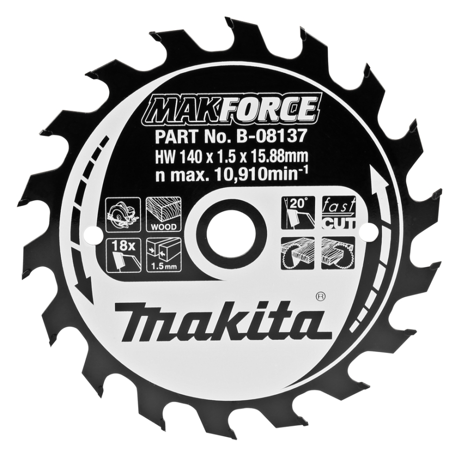 Makita Accessories B-08137 HM saw blade for wood 140 x 16 x 18T