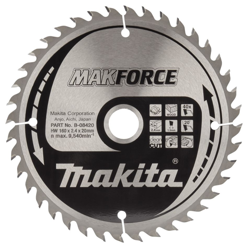 Makita Accessories B-08420 Circular saw blade Wood Makforce 160x20x2,4 40T 20G