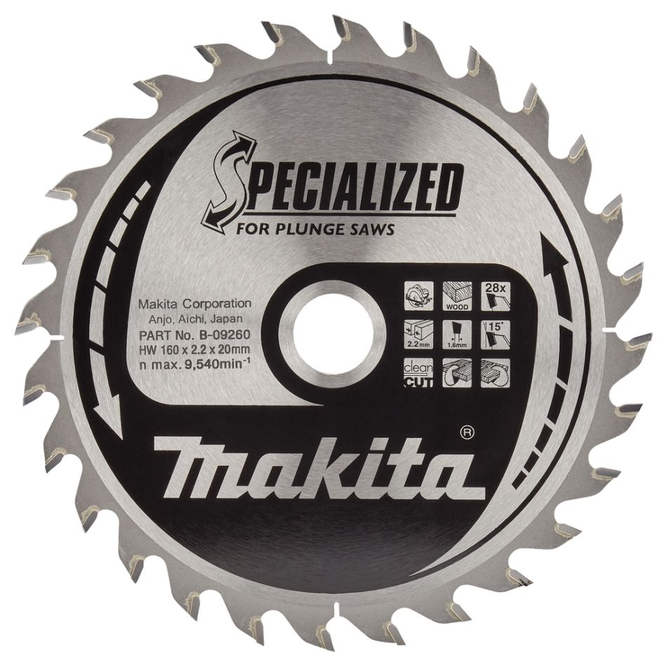 Makita Accessories B-09260 Specialized saw blade for wood 160x20x2,2 28T 23G