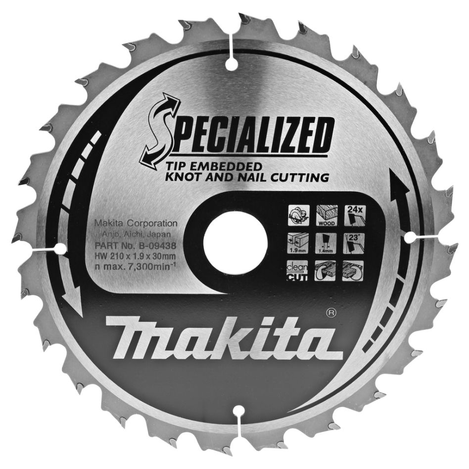Makita Accessories B-09438 HM saw blade Tip E 210 x 30/25 x 24T