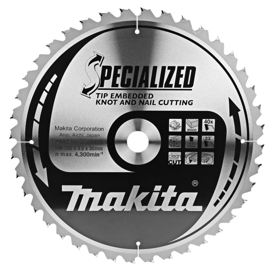 Makita Accessories B-09466 HM saw blade Tip E 355 x 30 x 40T