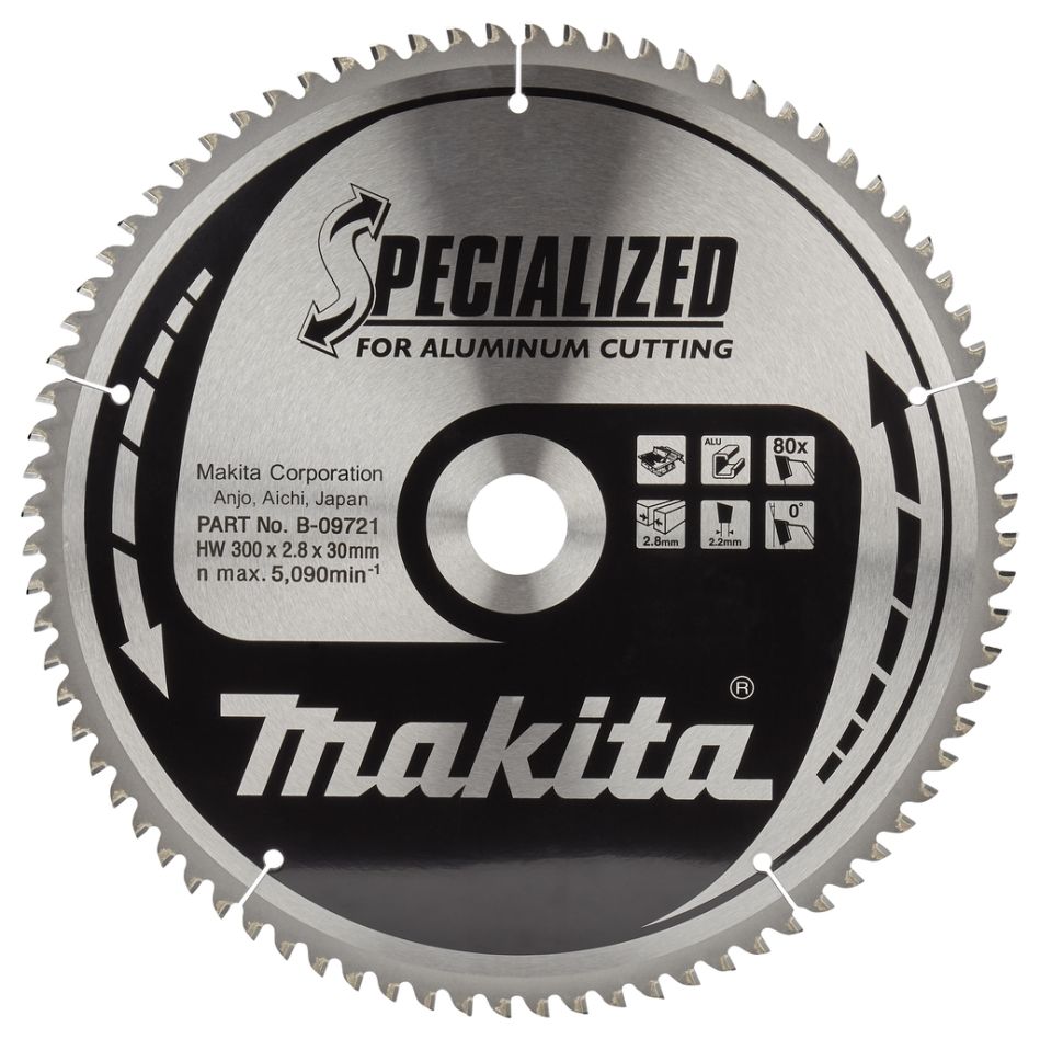Makita Accessories B-09721 Table top saw blade Aluminium Specialized 300x30x2,8 80T 0g