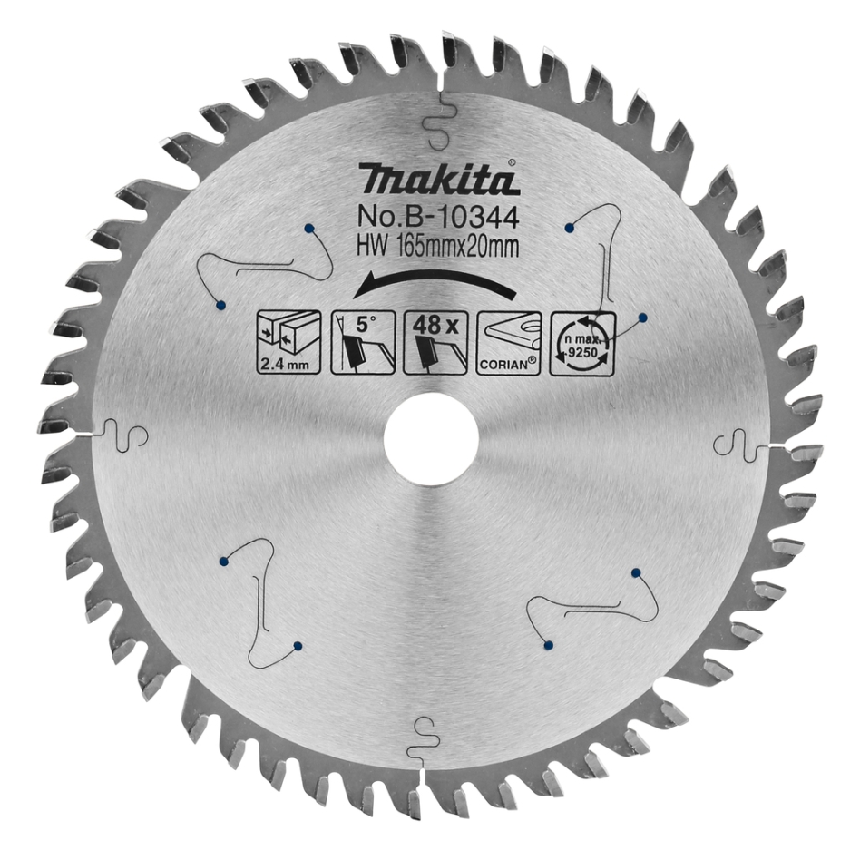 Makita Accessories B-10344 Clay saw blade Corian 165x20x2,4 48T 5g