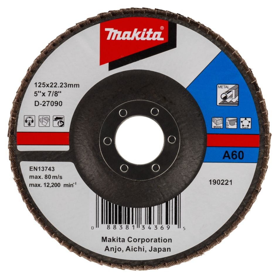 Makita Accessories D-27090 Flap disc 125x22 K60