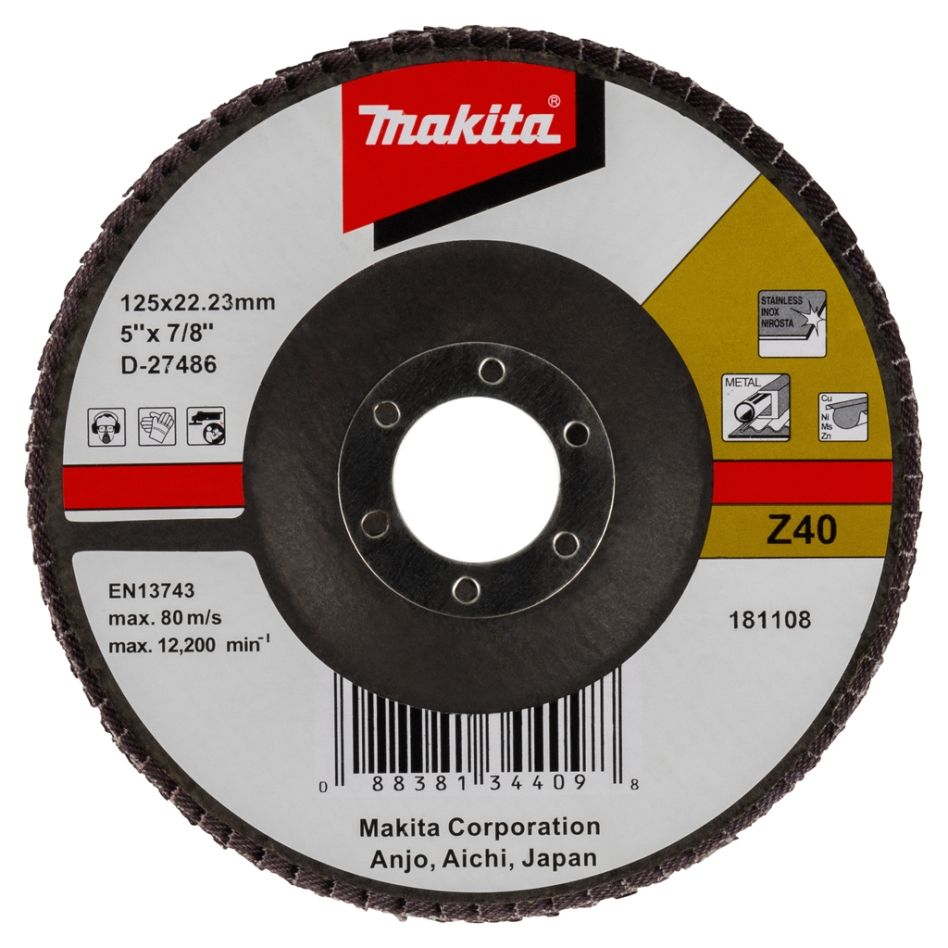 Makita Accessories D-27486 Flap disc 125x22 K40