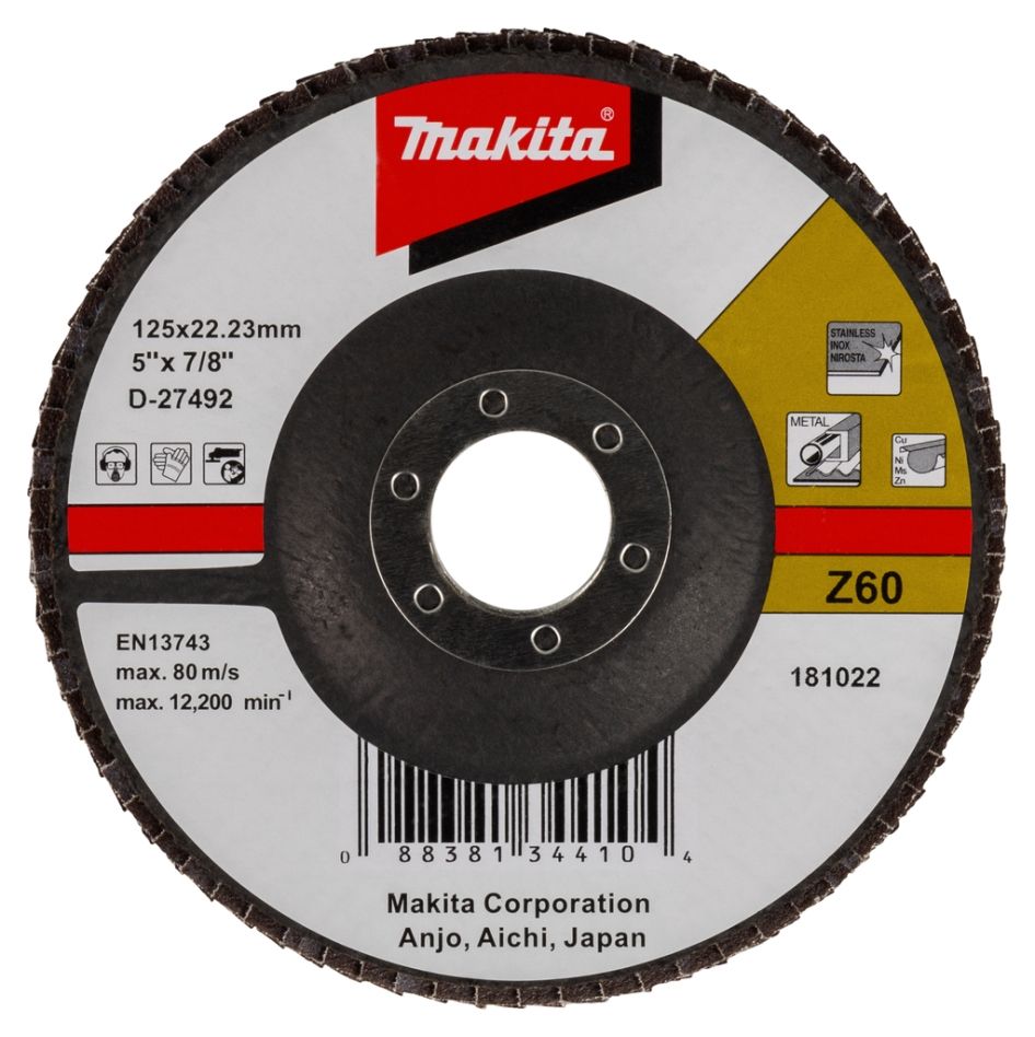 Makita Accessories D-27492 Flap disc 125x22 K60