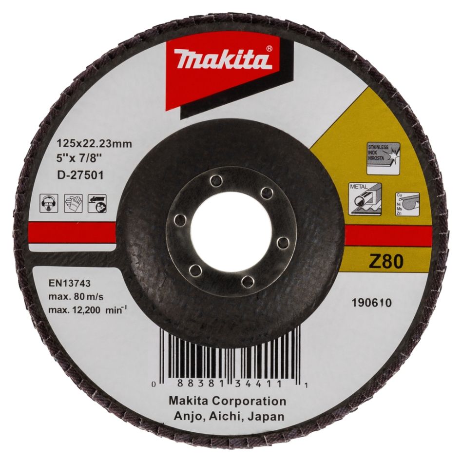 Makita Accessories D-27501 Makita Flap Disc 125x22 K80