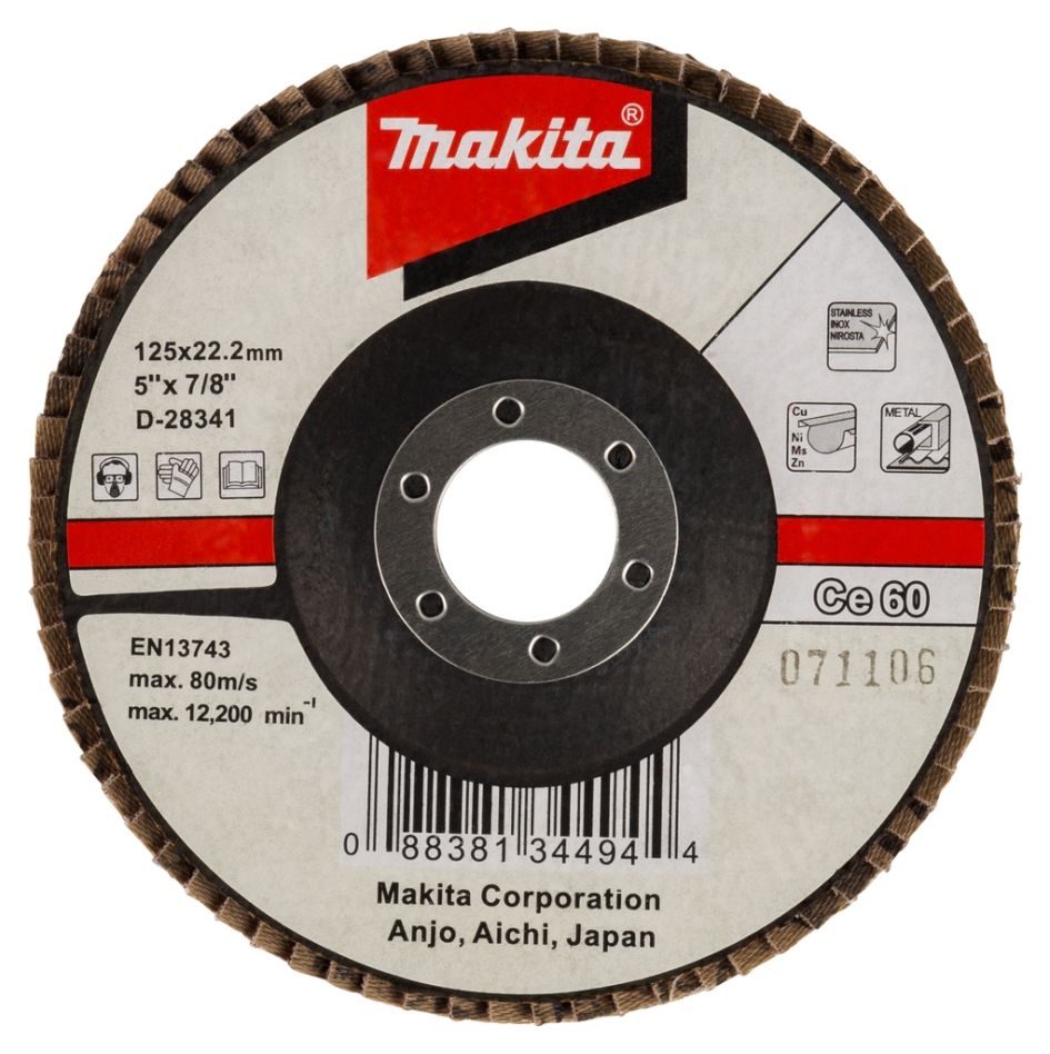 Makita Accessories D-28341 Flap disc 125x22 K60