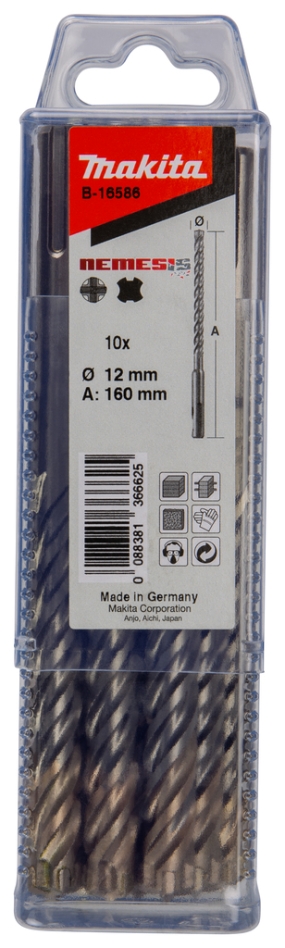 Makita Accessories B-16586 P4S SDS-PLUS drill bit 12x160mm 10 Pieces
