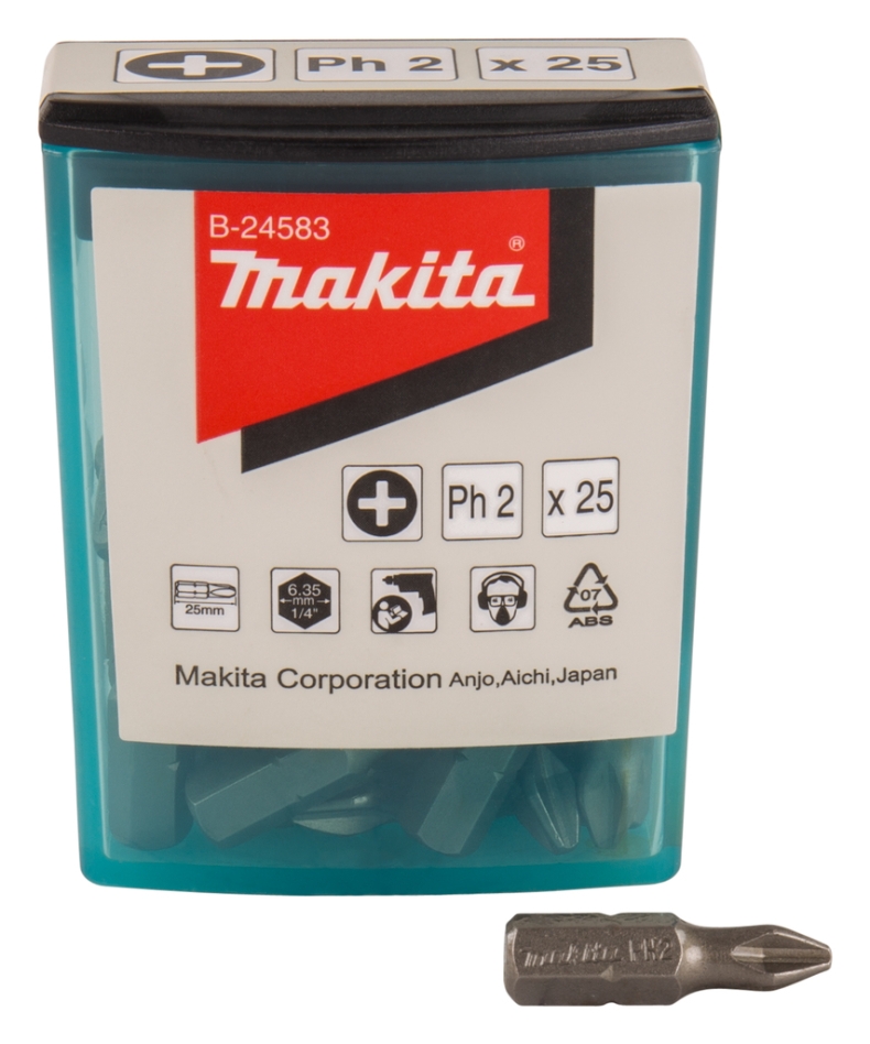 Makita Accessories B-24583 Screw bit PH2x25mm 25 pieces