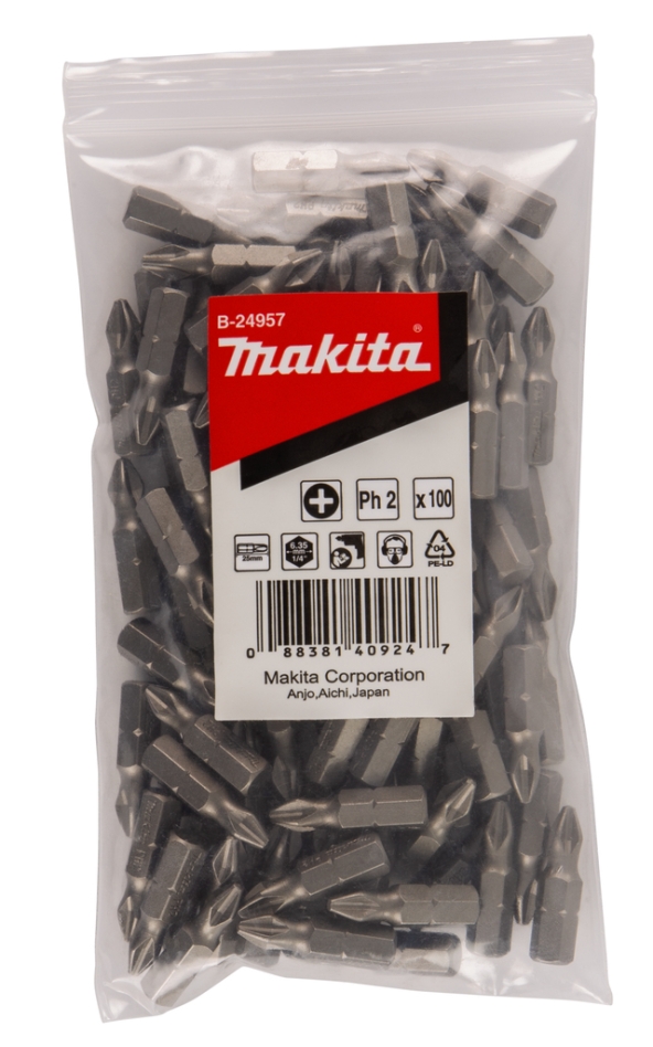 Makita Accessories B-24957 Screw bit PH2X25mm refill 100 pieces