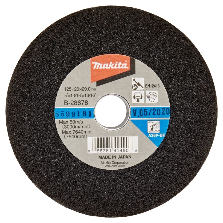 Makita Accessories B-28678 Grinding stone steel 125x20x20mm A36P-BF