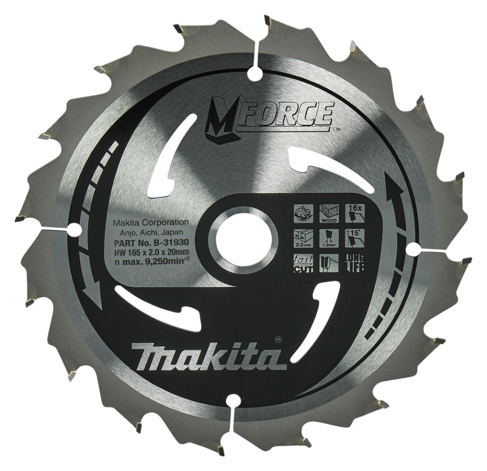 Makita Accessories B-31930 HM saw blade Mforce 165x20x2,0 16T 15g
