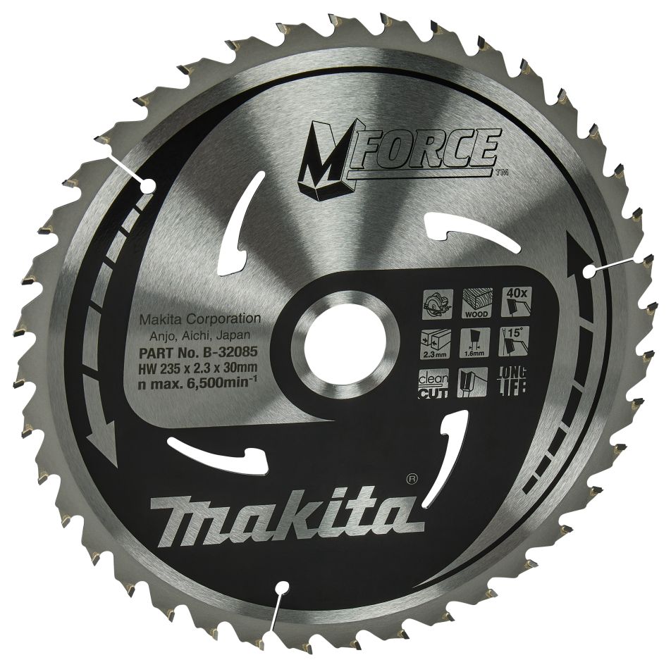 Makita Accessories B-32085 Mforce Circular saw blade Wood 235x30x2,3 40T 15g