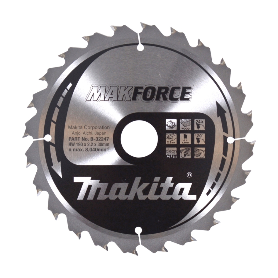 Makita Accessories B-32247 HM Wood Saw Blade 190 x 30 x 24T