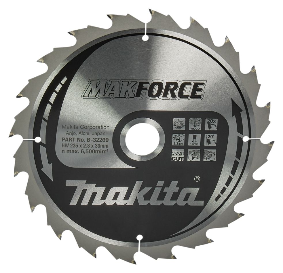 Makita Accessories B-32269 Circular saw blade Wood Makforce 235x30x2,3 20T 20°