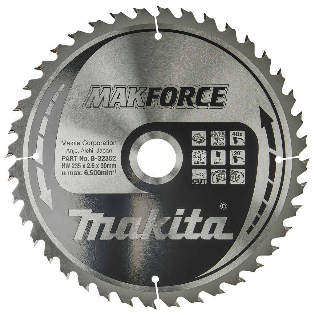 Makita Accessories B-32362 Circular saw blade Wood Makforce 235x30x2,6 40T 20g