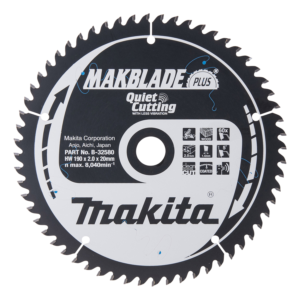 Makita Accessories B-32580 Makblade-Plus HM Circular saw blade 190x20x2.0 60T 5g