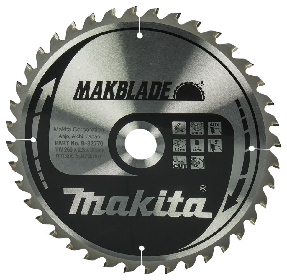 Makita Accessories B-32770 Cut-off saw blade Wood 260x30x2,3 40T 5°