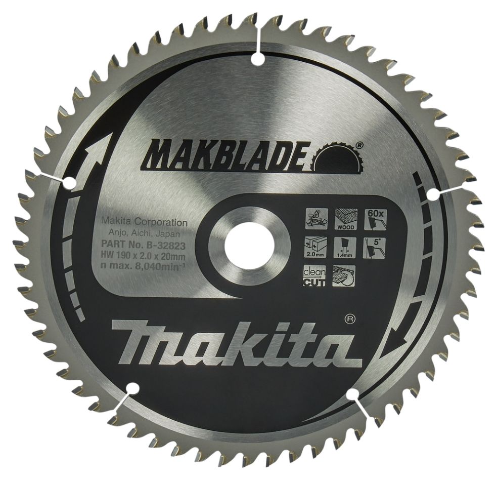 Makita Accessories B-32823 HM saw blade Wood 190 x 20 x 60T