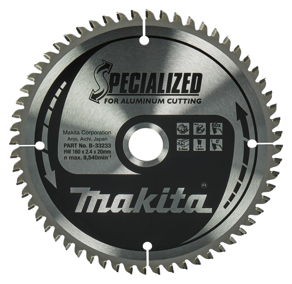 Makita Accessories B-33233 B-09553 HM saw blade Spec. Aluminium 160 x 20 x 60T