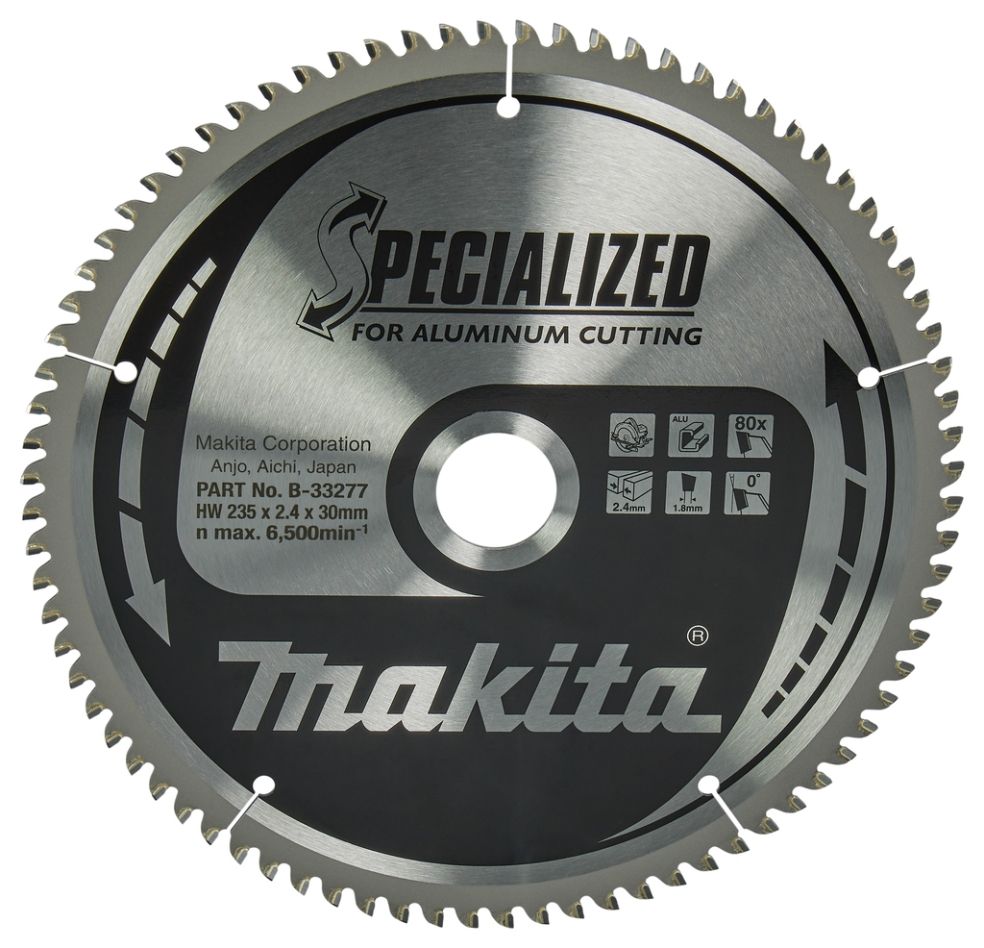 Makita Accessories B-33277 HM saw blade Spec. Aluminium 235 x 30 x 80T