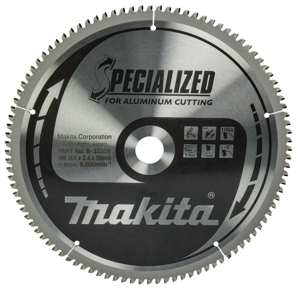 Makita Accessories B-33358 HM saw blade Spec. Aluminium 305 x 30 x 100T