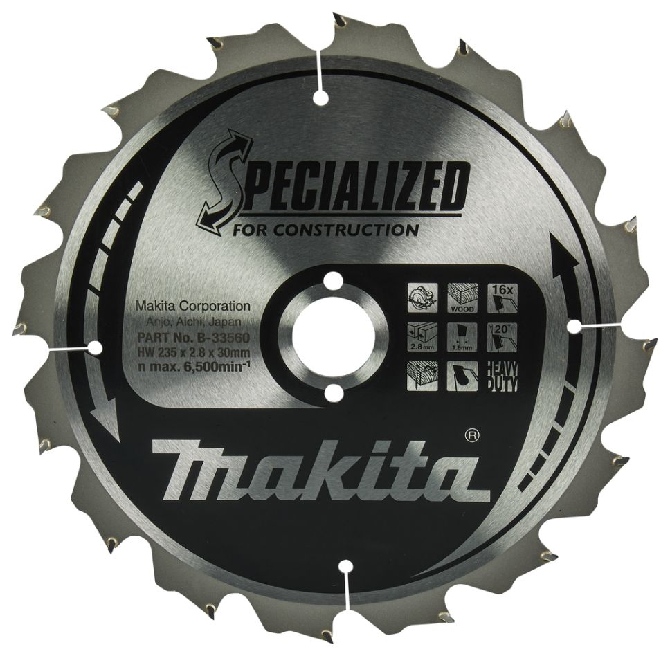 Makita Accessories B-33560 Circular saw blade Wood Building/Construction FTG 235 x 30 x 2.8 mm T16