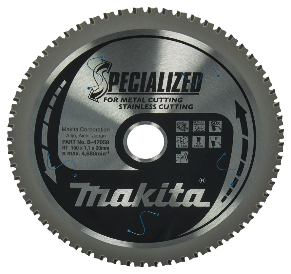 Makita Accessories B-47058 Circular saw blade stainless steel/Steel Specialized 150x20x1,1 60T 0°