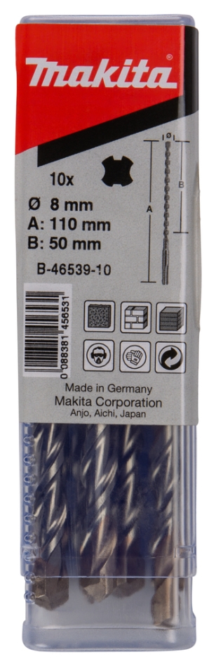 Makita Accessories B-46539-10 P2S:SDS-PLUS drill bit 8x110mm 10pcs