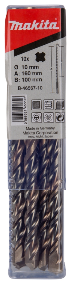 Makita Accessories B-46567-10 P2S SDS-PLUS drill bit 10x160mm 10 Pieces