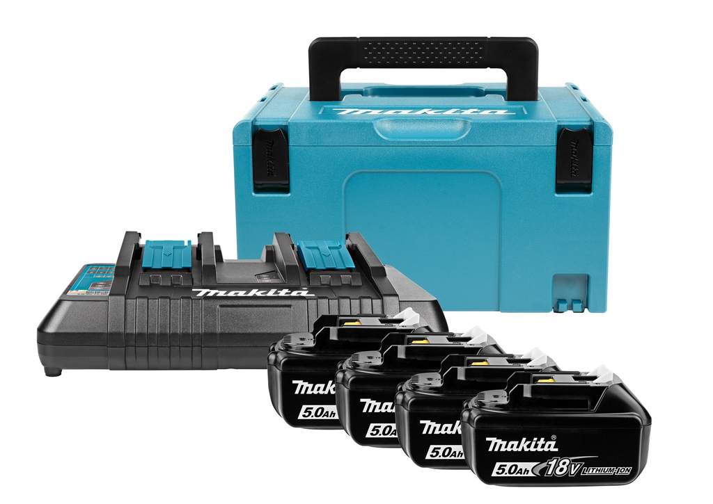 Makita Accessories 197626-8 Starter kit - 4 x Battery BL1850B 18V 5.0Ah + Duo charger DC18RD in MBox 3