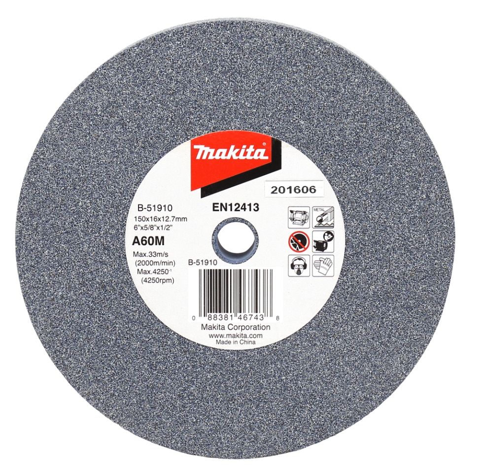 Makita Accessories B-51910 Grinding stone steel 150 x 16 x 12,7mm K60