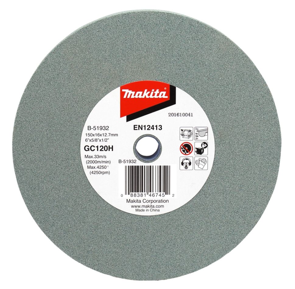 Makita Accessories B-51932 Grinding stone Alu/non-ferrous 150 x 16 x 12,7mm GC120H